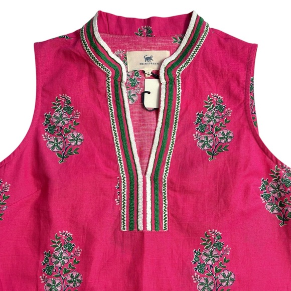 NWT Printfresh Ocean View Shift Dress Size S Pink Bouquet Blossoms Linen Blend - Picture 6 of 14